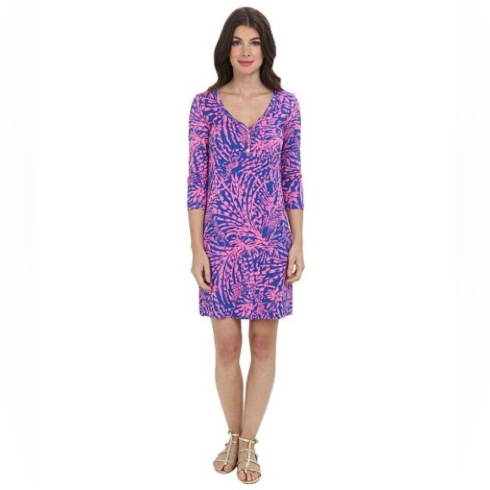 Lilly Pulitzer Palmetto dress “Rollin in the grass” sapphire blue zebra print